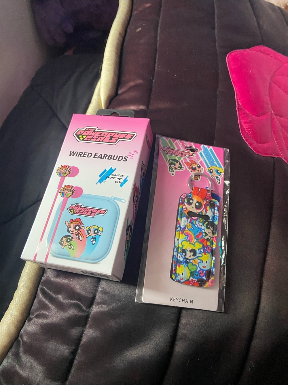 Colorful Pink & Blue Kids Wired Earbuds with Character Case